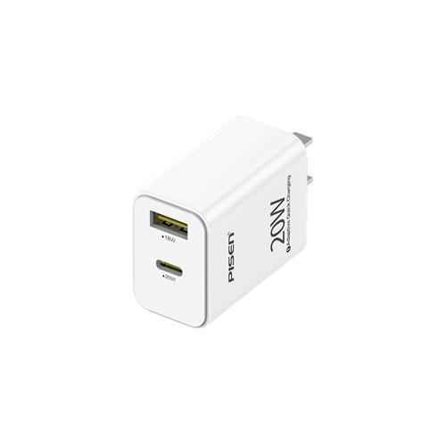 PISEN 品胜 手机充电器 Type-C/USB-A 20W+Type-C转Lightning 数据线 1m 白色